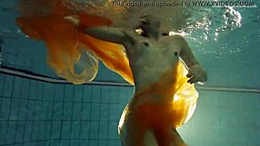 nastya strips clothes and shows naked hot body in pool