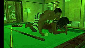 Playing On The Pool Table With Cartoon Desk Anime Hentai!