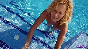 Blonde Couple Has Sex In Pool Water