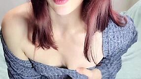 A naughty wife pleases herself while waiting for her husband to come home