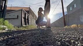 public couple licks pussy and has car sex with big cock cumshot