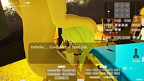 Gal says, 'Ride my big tits in this hentai game.'