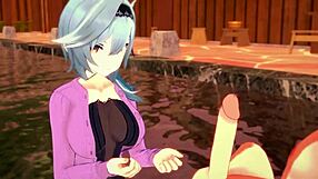 eula teases by the pool in genshin impact hentai