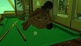 Playing On The Pool Table With Cartoon Desk Anime Hentai!