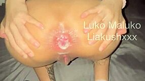 petite girl rides big black cock for anal creampie