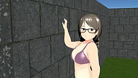 Kyo Animation Plump Girl Playing Tennis with Tits