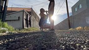 public couple licks pussy and has car sex with big cock cumshot