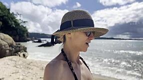 Beautiful anime beauty swims in the Pacific Ocean