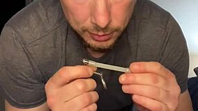 flexible guy comes through plug in hardcore masturbation with big cock toys