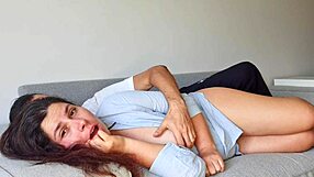the stepson took a risk and fucked his hot curvy stepmom with huge tits on the sofa