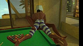 Playing On The Pool Table With Cartoon Desk Anime Hentai!