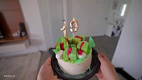Filled my step sister's pie with cum on her birthday