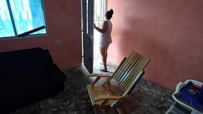 Chubby woman calls neighbor for rough sex with big cock and cum