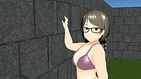 Kyo Animation Plump Girl Playing Tennis with Tits