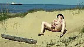 Helping Curvy Female with Juicy Body on Sunny Beach