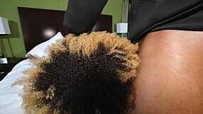 Wild ebony beauty gets her tight pussy stretched wide