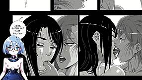 Anime and manga style animated porn video with a visual novel style interface