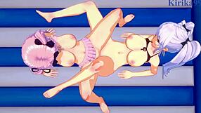 Yagy And Hibari's Intense Lesbian Futanari Sex