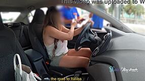 Hot wife flashes big tits at gas station attendants