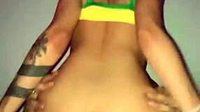 petite girl rides big black cock for anal creampie