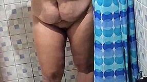 Bold hidden camera captures mature Venezuelan neighbor bathing in the shower with big ass