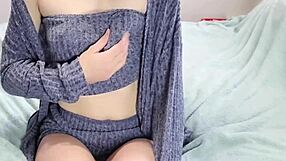 A naughty wife pleases herself while waiting for her husband to come home