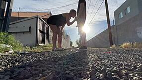 public couple licks pussy and has car sex with big cock cumshot