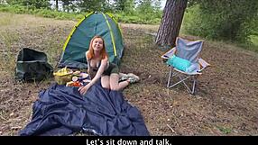 Young Russian Slut Fucked by Stranger in Forest While Boyfriend Camps
