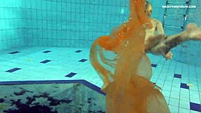 nastya strips clothes and shows naked hot body in pool