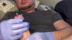 flexible guy comes through plug in hardcore masturbation with big cock toys