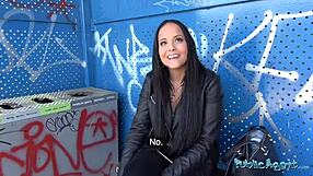 Damn! Cute 18-year-old brunette’s first outdoor bang!