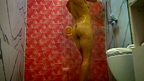 Belinda Selin in the Shower Impales Her Pussy on a Big Dildo Orgasm Beautiful Pussy Close-Up