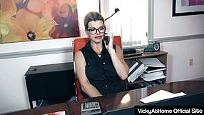 Blonde Vicky Vette Strips At The Office