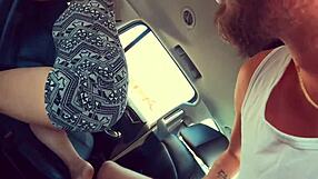 public couple licks pussy and has car sex with big cock cumshot