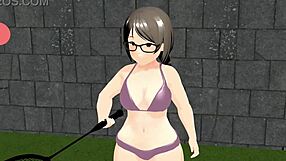 Kyo Animation Plump Girl Playing Tennis with Tits