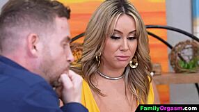 Stepdad unlocks stepdaughter's chastity padlock for big cock riding orgasm