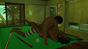 Playing On The Pool Table With Cartoon Desk Anime Hentai!