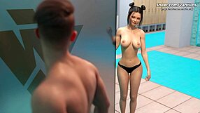 young babe performs in public shower scene in taboo university game part 2