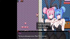 Mika and Maki engage in face sitting in the hentai game