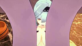 Eula frister ved poolen i Genshin Impact hentai