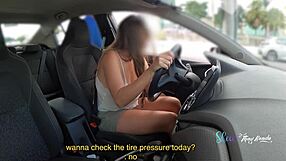 Hot wife flashes big tits at gas station attendants