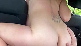 Busty Hooker Rides Cock in Car