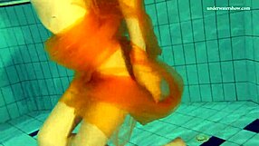 nastya strips clothes and shows naked hot body in pool