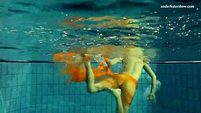 nastya strips clothes and shows naked hot body in pool