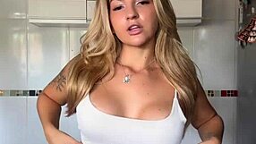 Blonde Shows Pierced Nipples And Shaking Ass