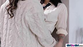 Tattooed Waitress Gets Strapon Fucked By Lesbian Milf