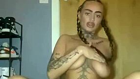 big titty goth fingers herself hard while she cums