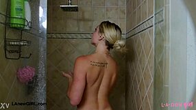 Cute Teen Blonde Takes Shower In Casting Interview