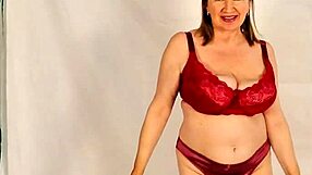 Look at this hot granny with huge natural tits stripping to show closeup holes