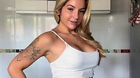 Blonde Shows Pierced Nipples And Shaking Ass